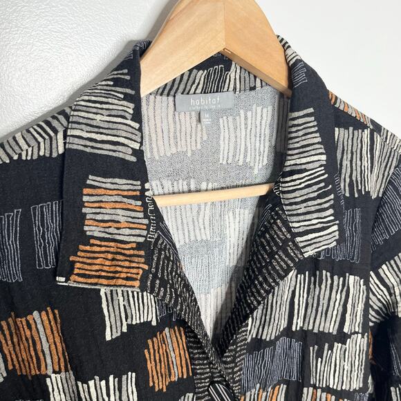 Habitat Clothes To Live In Button Front Tunic Top Womens M Black Lagenlook Artsy - Picture 5 of 10